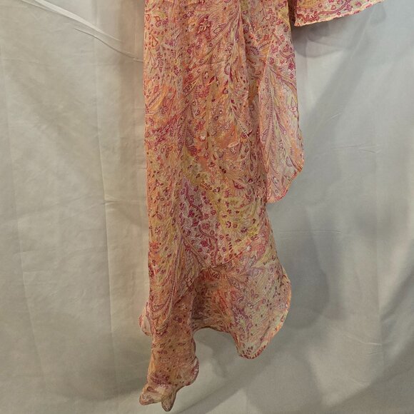 NWT MISA Dress Pink/Yellow Size S Off The Shoulder Smocked Waist - Picture 8 of 10